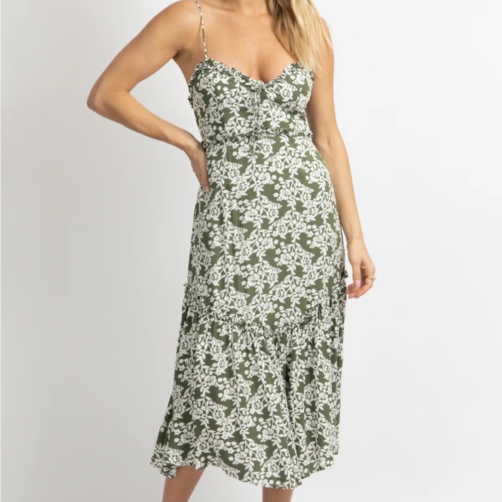 NWT Forest Green Floral Midi Dress